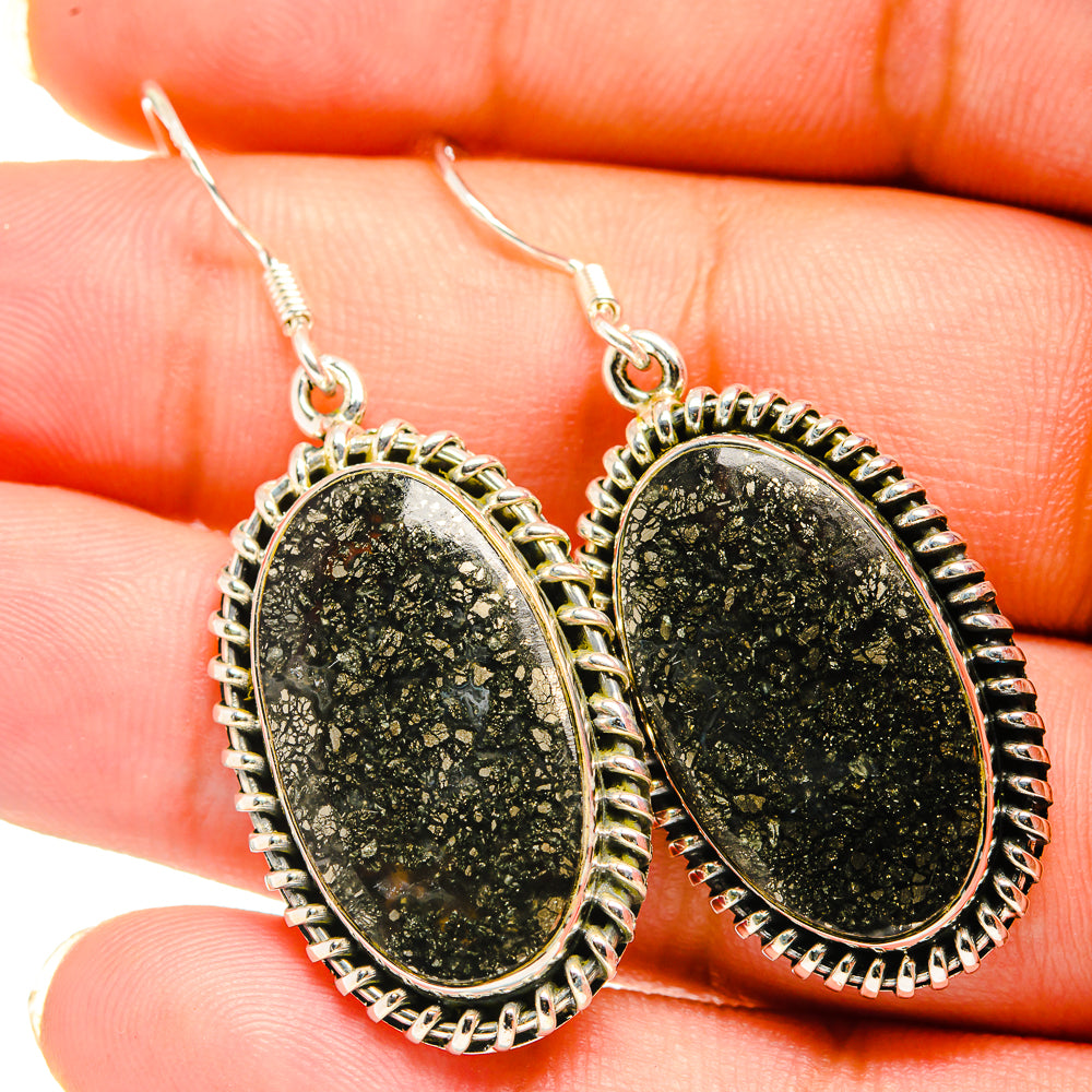 Pyrite Agate Earrings handcrafted by Anasilvercos - EARR420582