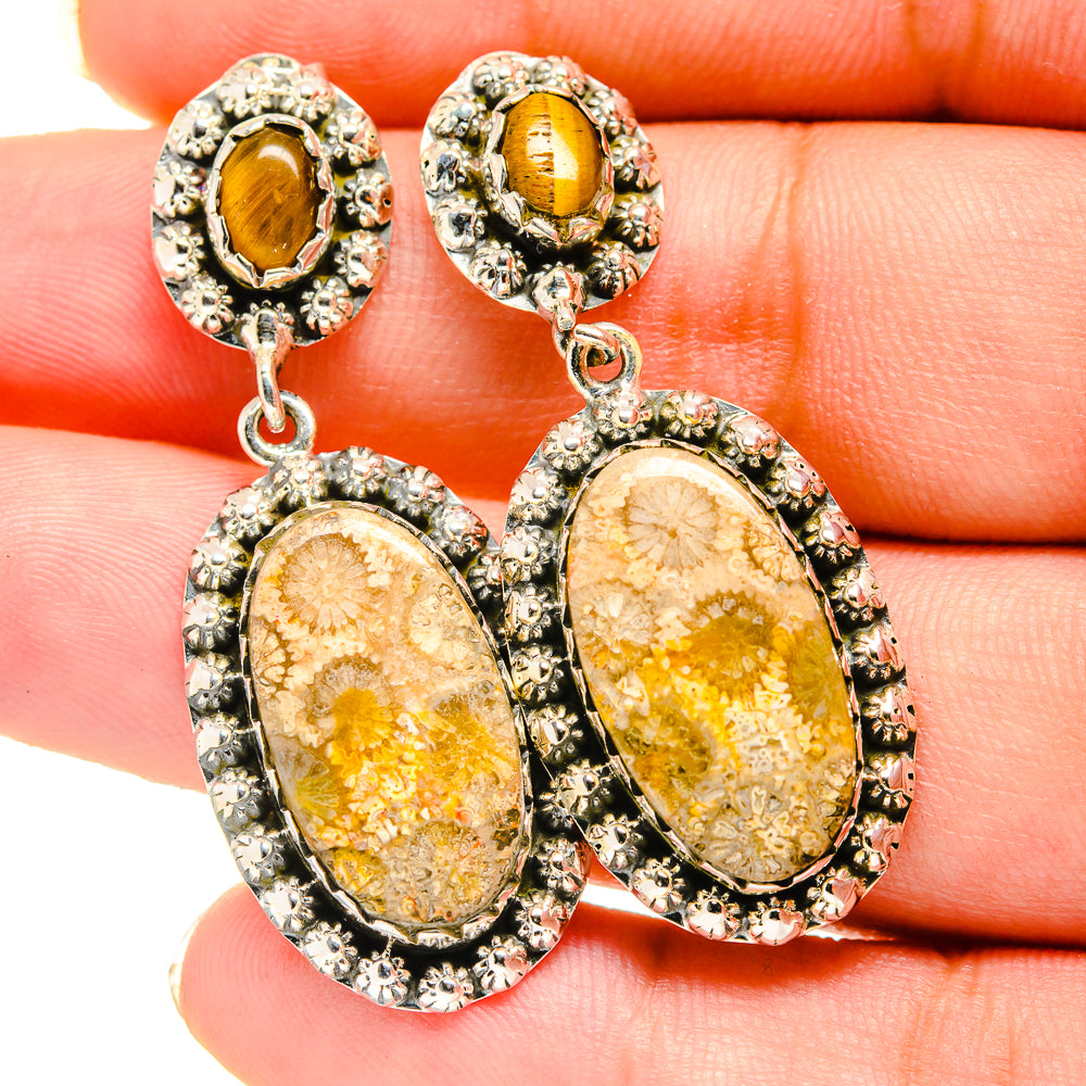 Fossil Coral Earrings handcrafted by Anasilvercos - EARR420585