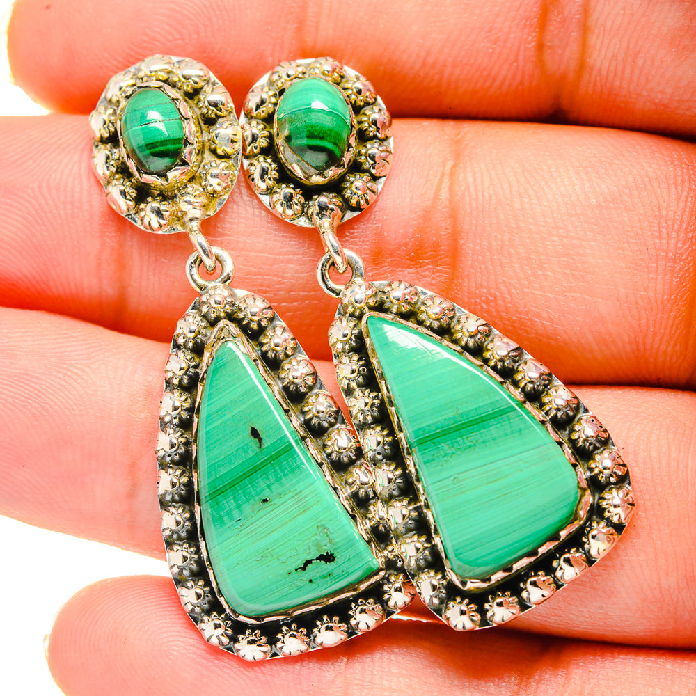 Malachite Earrings handcrafted by Anasilvercos - EARR420596