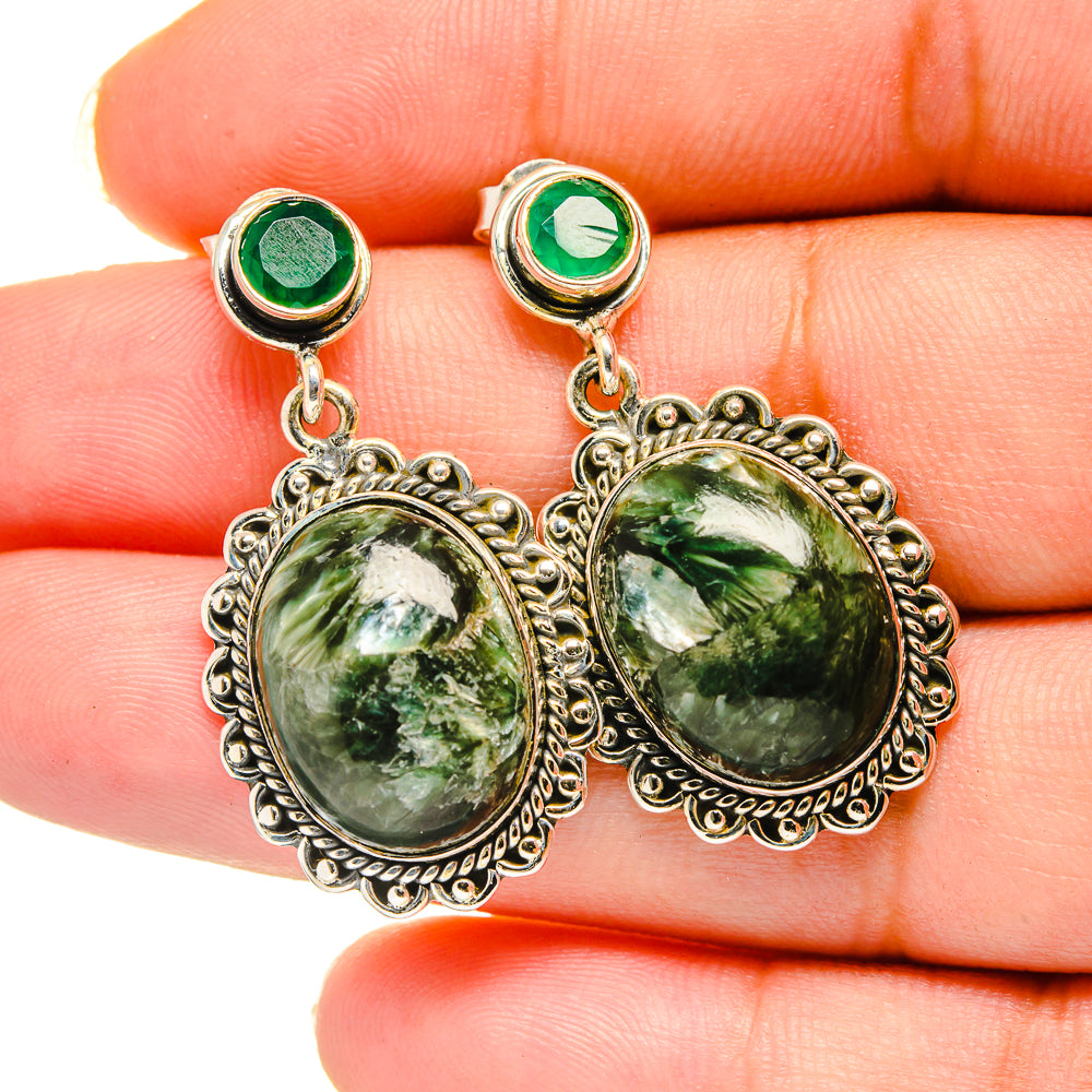 Seraphinite Earrings handcrafted by Anasilvercos - EARR420608