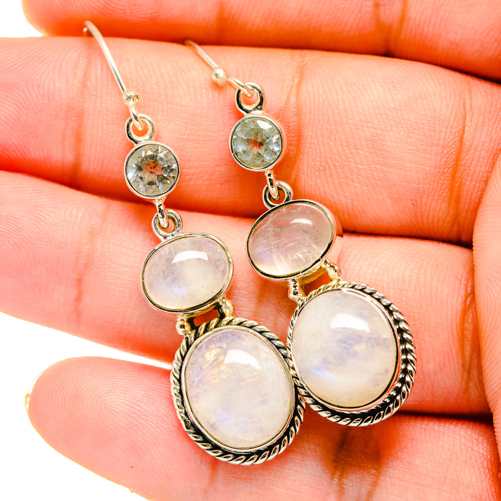 Rainbow Moonstone Earrings handcrafted by Anasilvercos - EARR420609