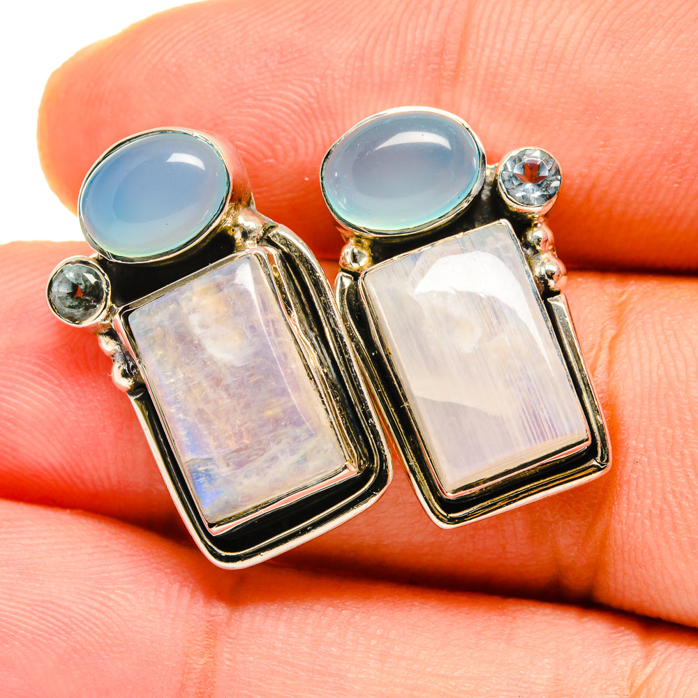 Rainbow Moonstone Earrings handcrafted by Anasilvercos - EARR420614
