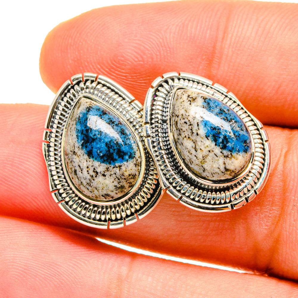 K2 Blue Azurite Earrings handcrafted by Anasilvercos - EARR420615