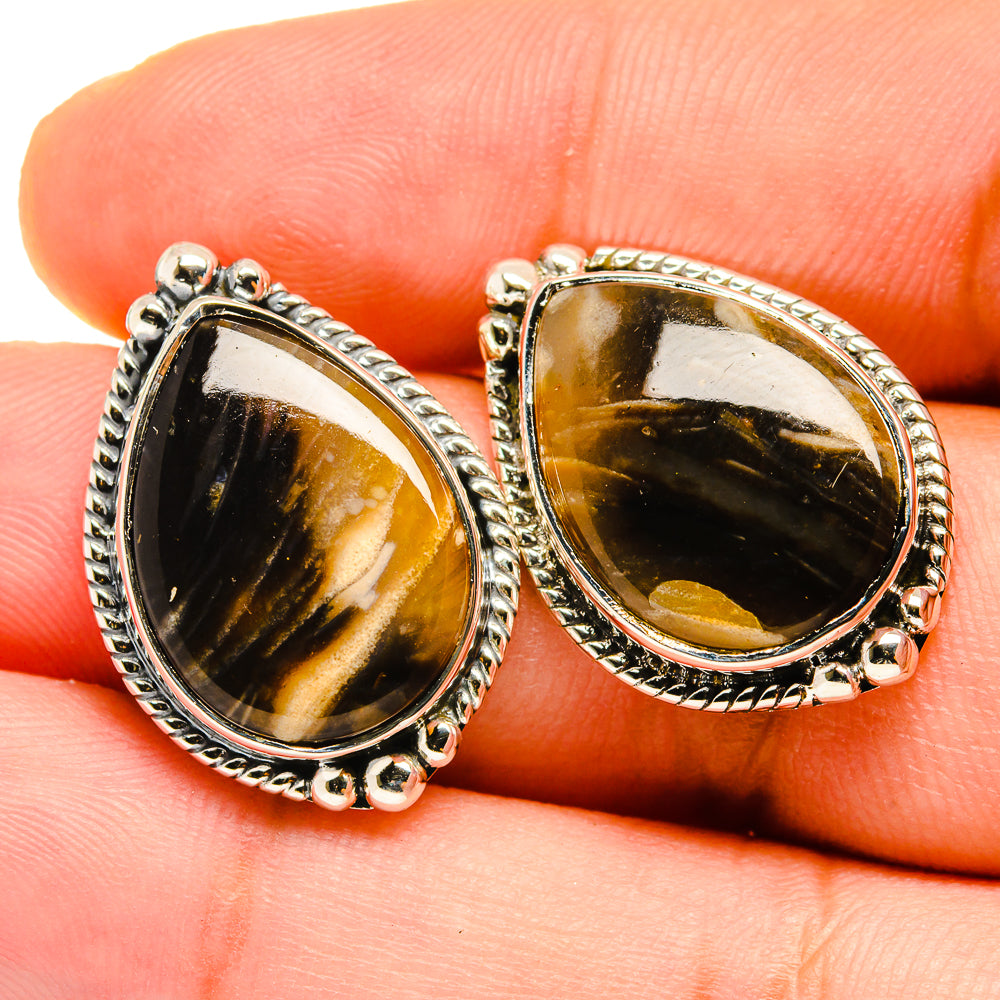 Peanut Wood Jasper Earrings handcrafted by Anasilvercos - EARR420630