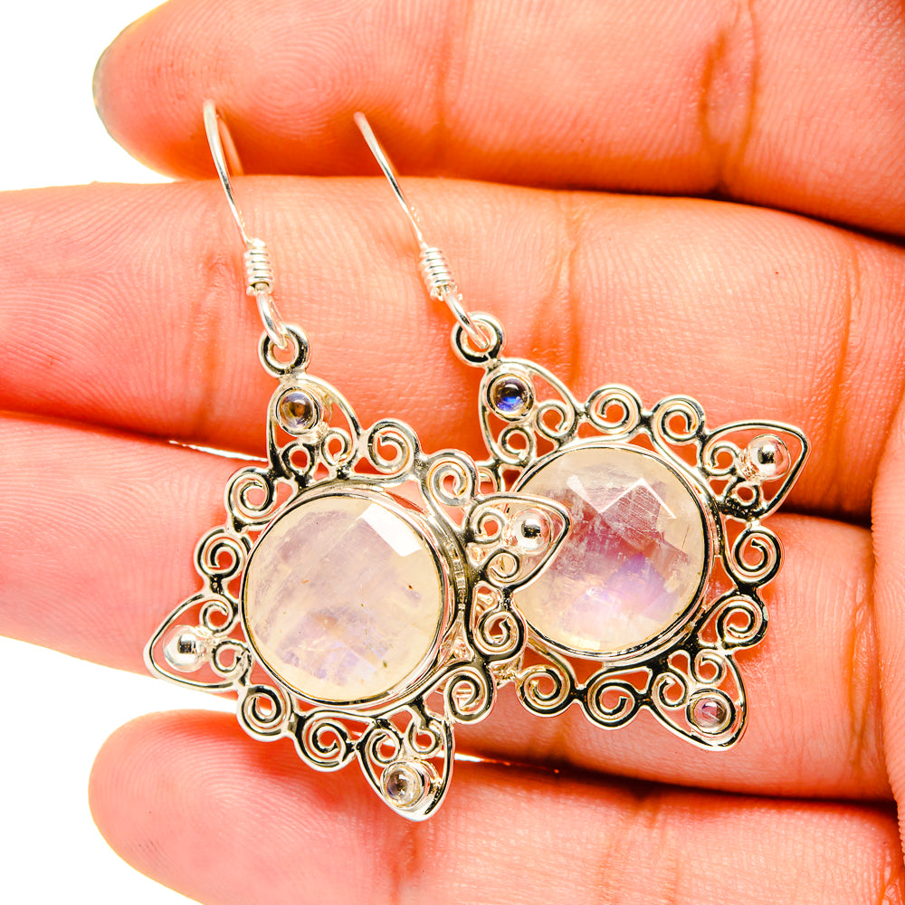 Rainbow Moonstone Earrings handcrafted by Anasilvercos - EARR420650