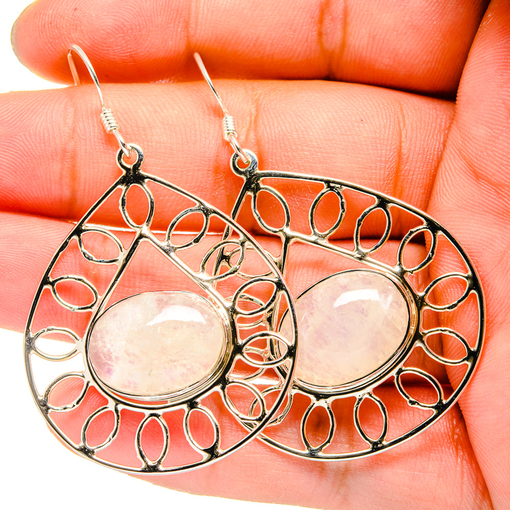 Rainbow Moonstone Earrings handcrafted by Anasilvercos - EARR420654
