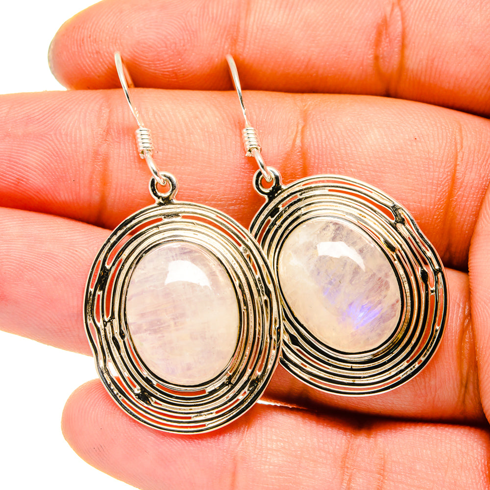 Rainbow Moonstone Earrings handcrafted by Anasilvercos - EARR420657