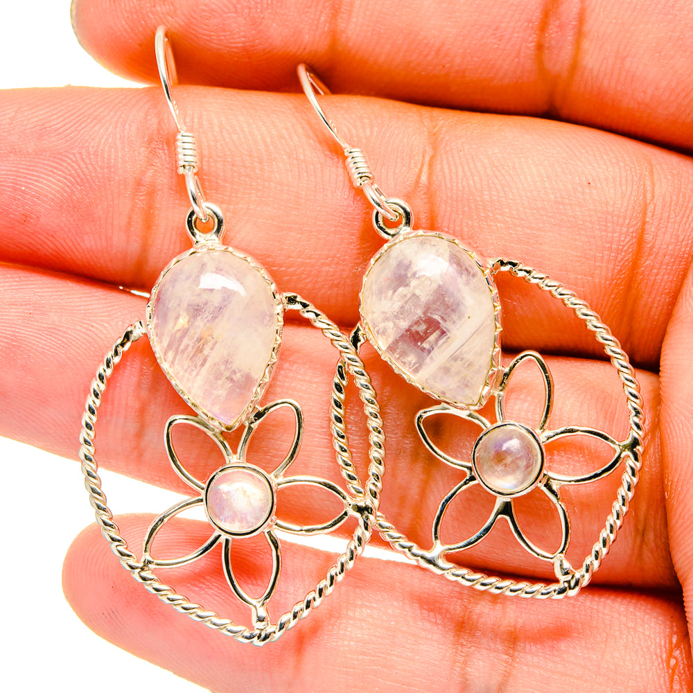 Rainbow Moonstone Earrings handcrafted by Anasilvercos - EARR420663