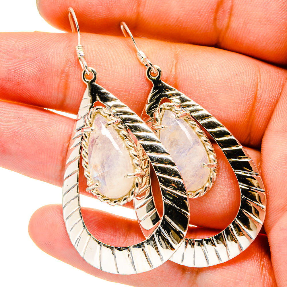 Rainbow Moonstone Earrings handcrafted by Anasilvercos - EARR420666