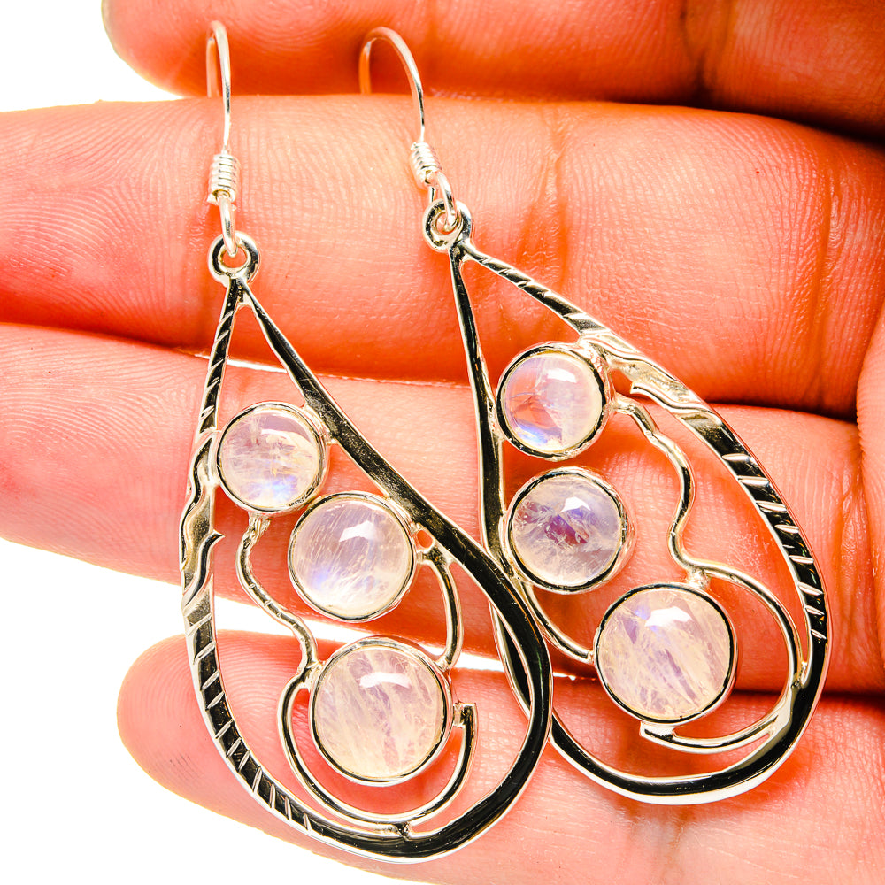 Rainbow Moonstone Earrings handcrafted by Anasilvercos - EARR420668