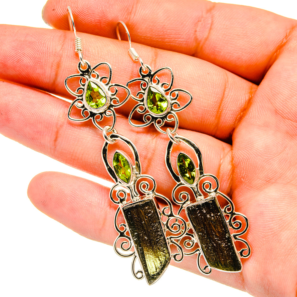 Czech Moldavite Earrings handcrafted by Anasilvercos - EARR420677