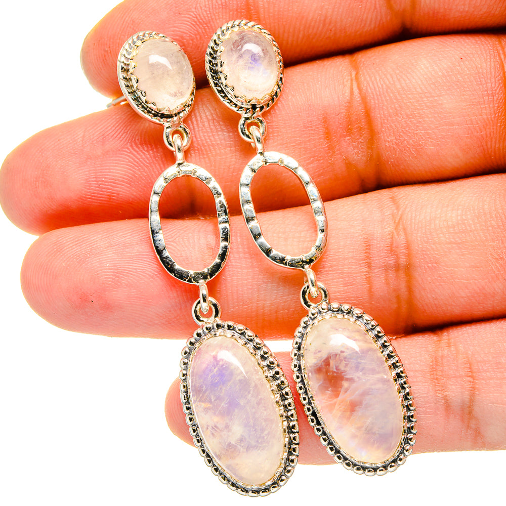 Rainbow Moonstone Earrings handcrafted by Anasilvercos - EARR420682