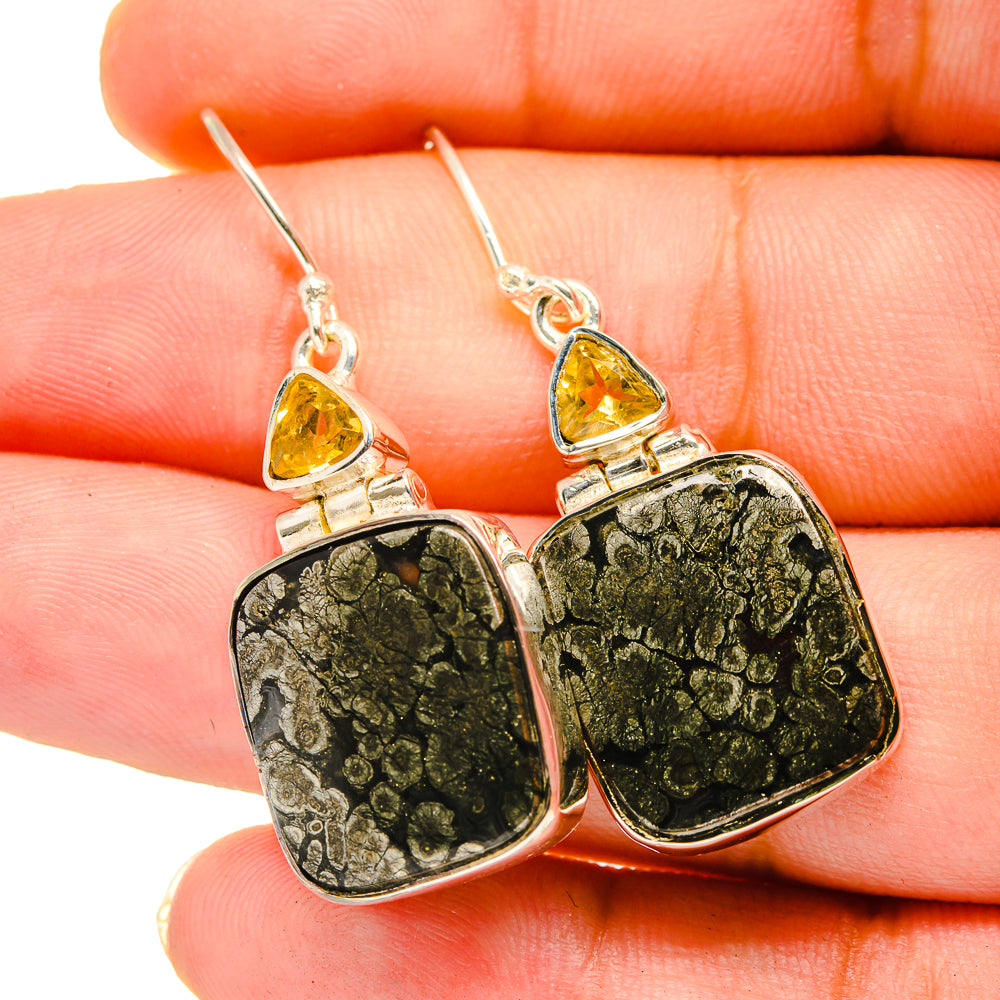 Pyrite Agate Earrings handcrafted by Anasilvercos - EARR420685