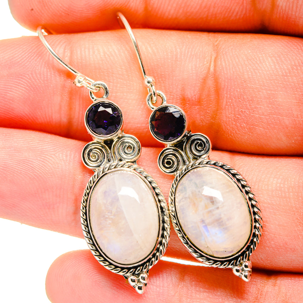 Rainbow Moonstone Earrings handcrafted by Anasilvercos - EARR420725