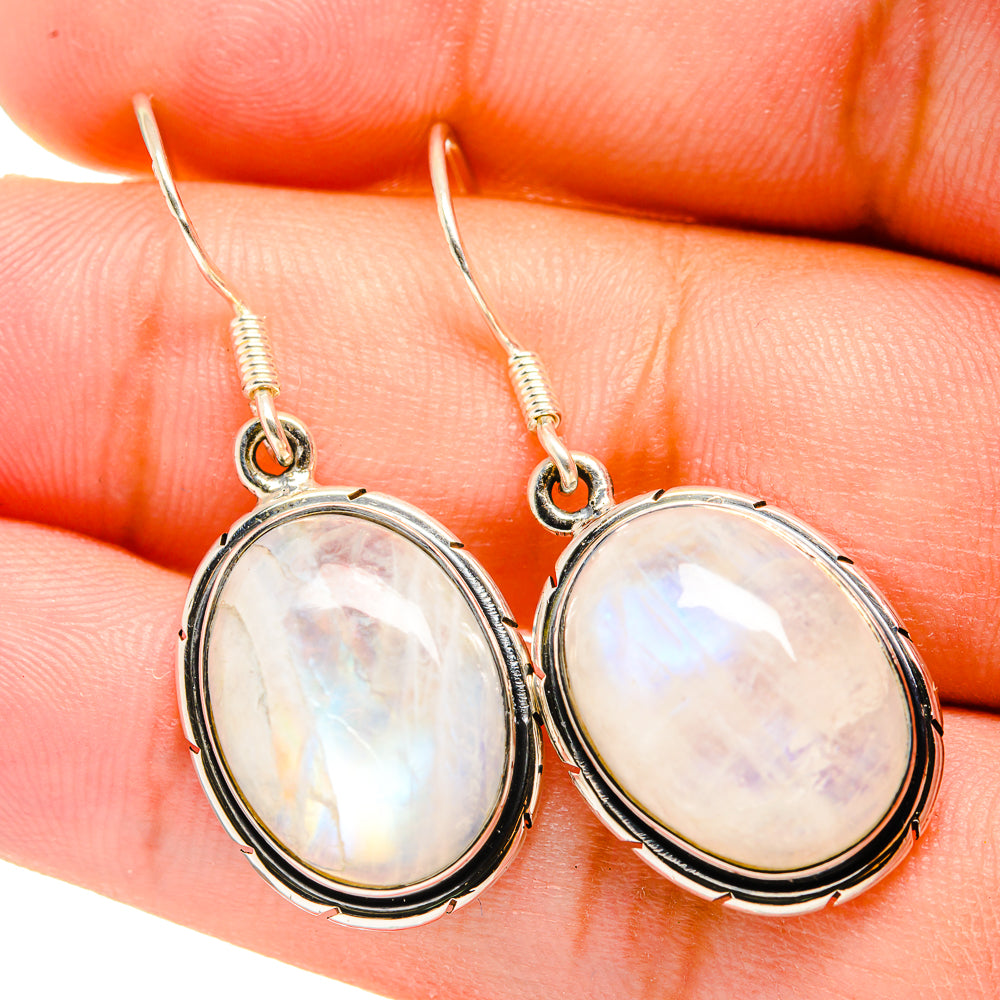 Rainbow Moonstone Earrings handcrafted by Anasilvercos - EARR420742