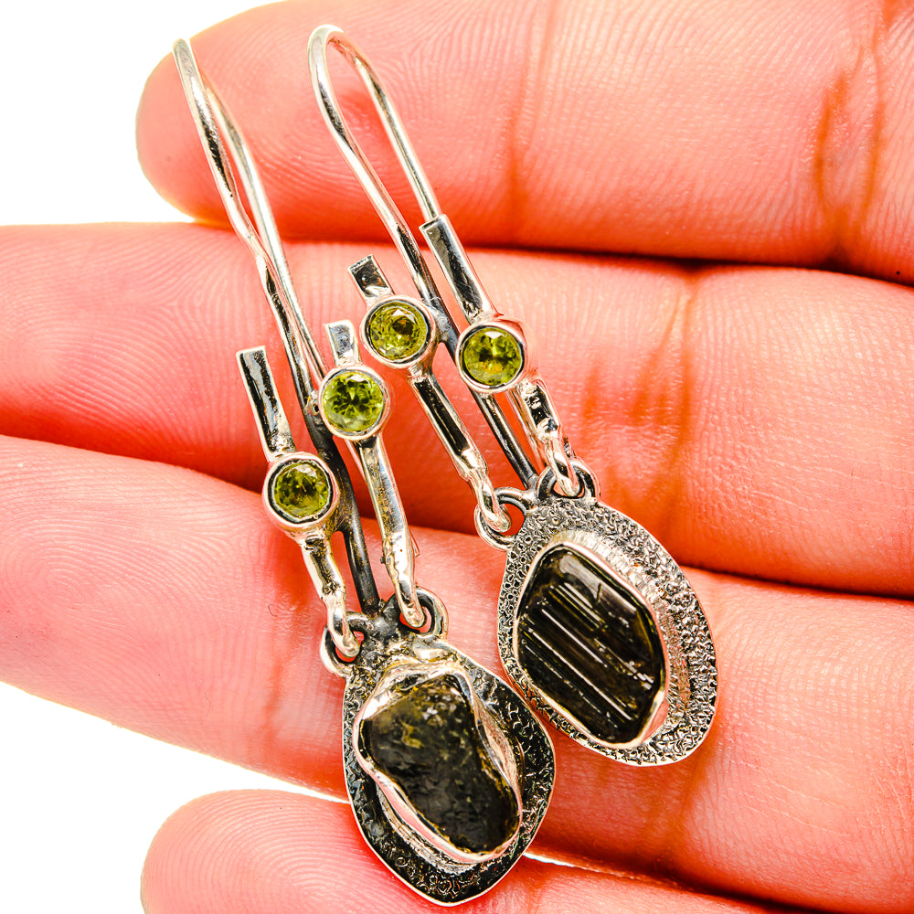 Czech Moldavite Earrings handcrafted by Anasilvercos - EARR420746