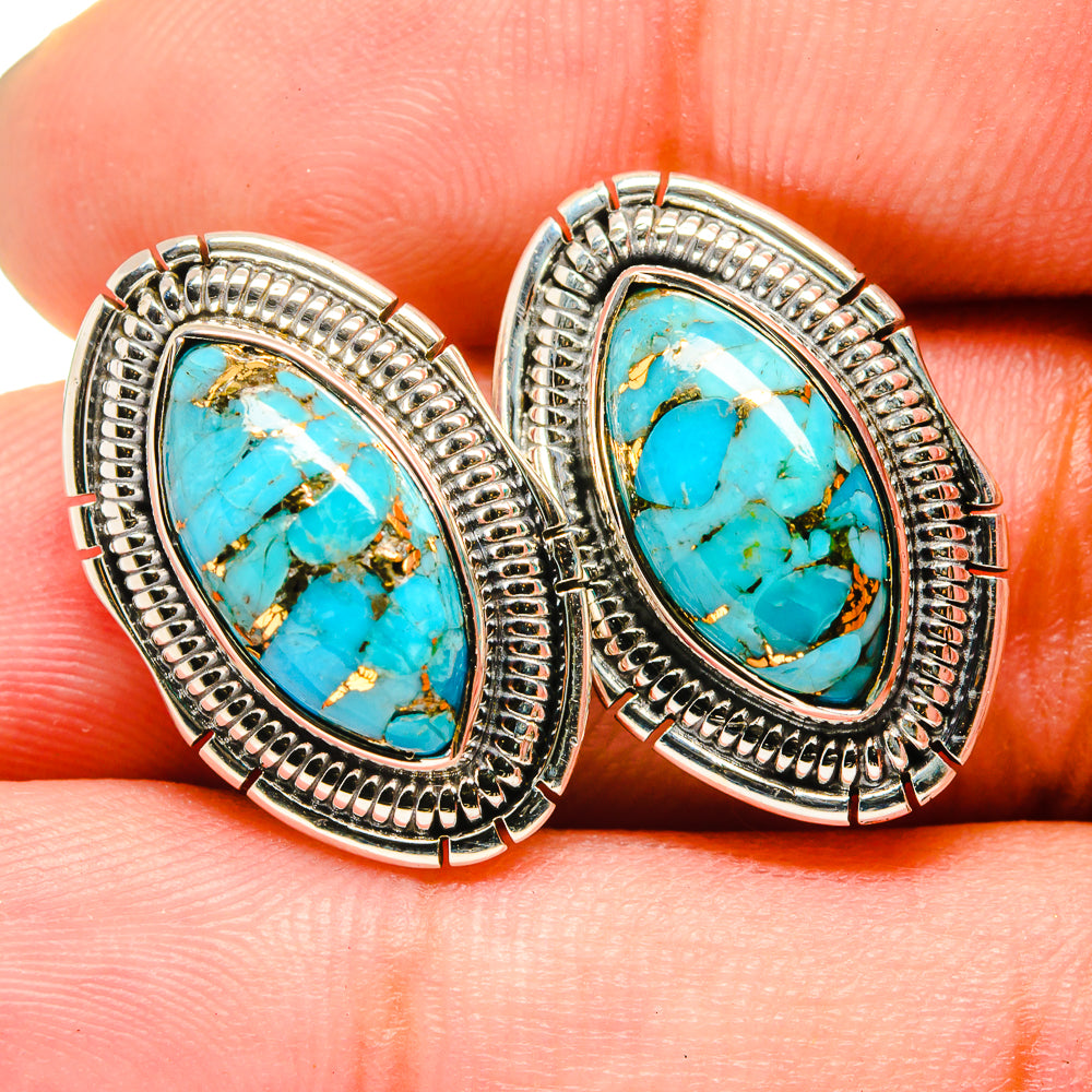 Blue Copper Composite Turquoise Earrings handcrafted by Anasilvercos - EARR420761