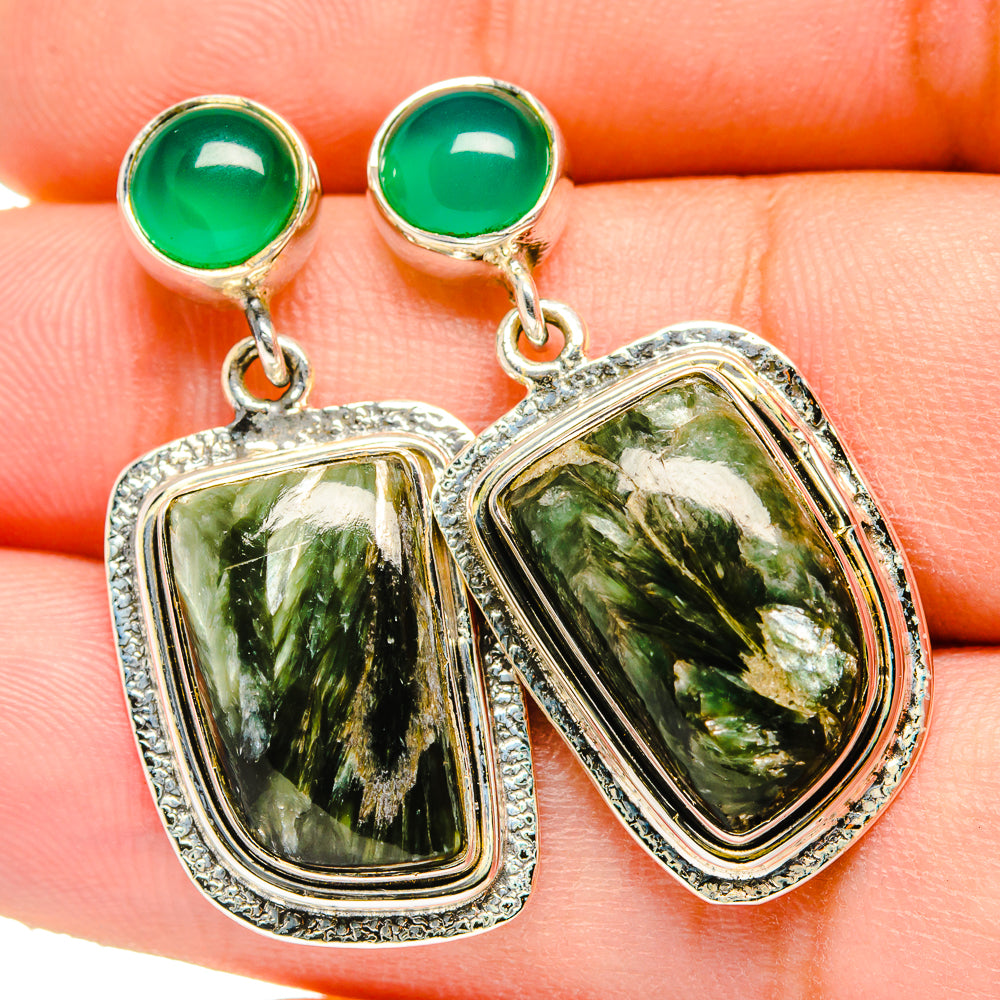 Seraphinite Earrings handcrafted by Anasilvercos - EARR420778