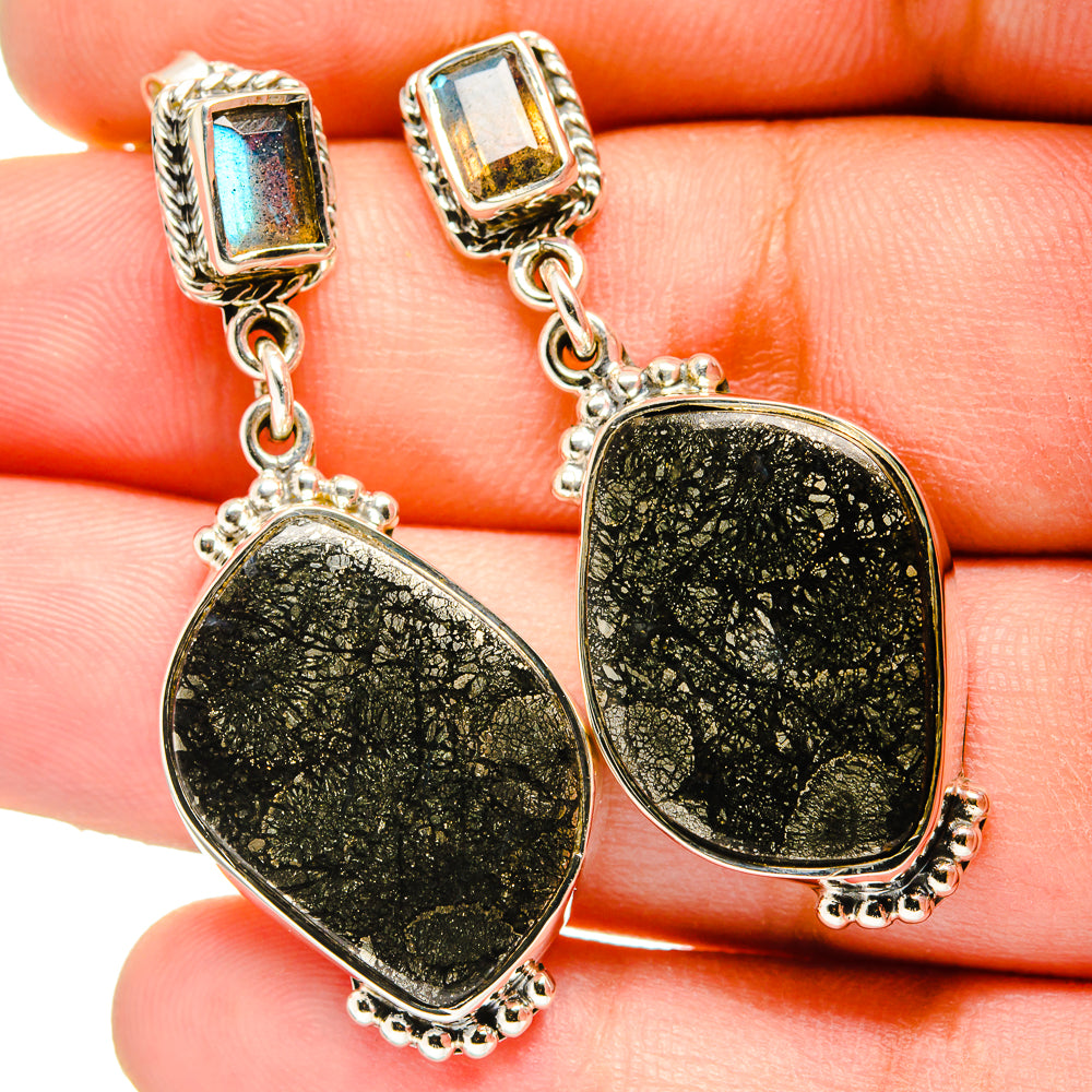Pyrite Agate Earrings handcrafted by Anasilvercos - EARR420780