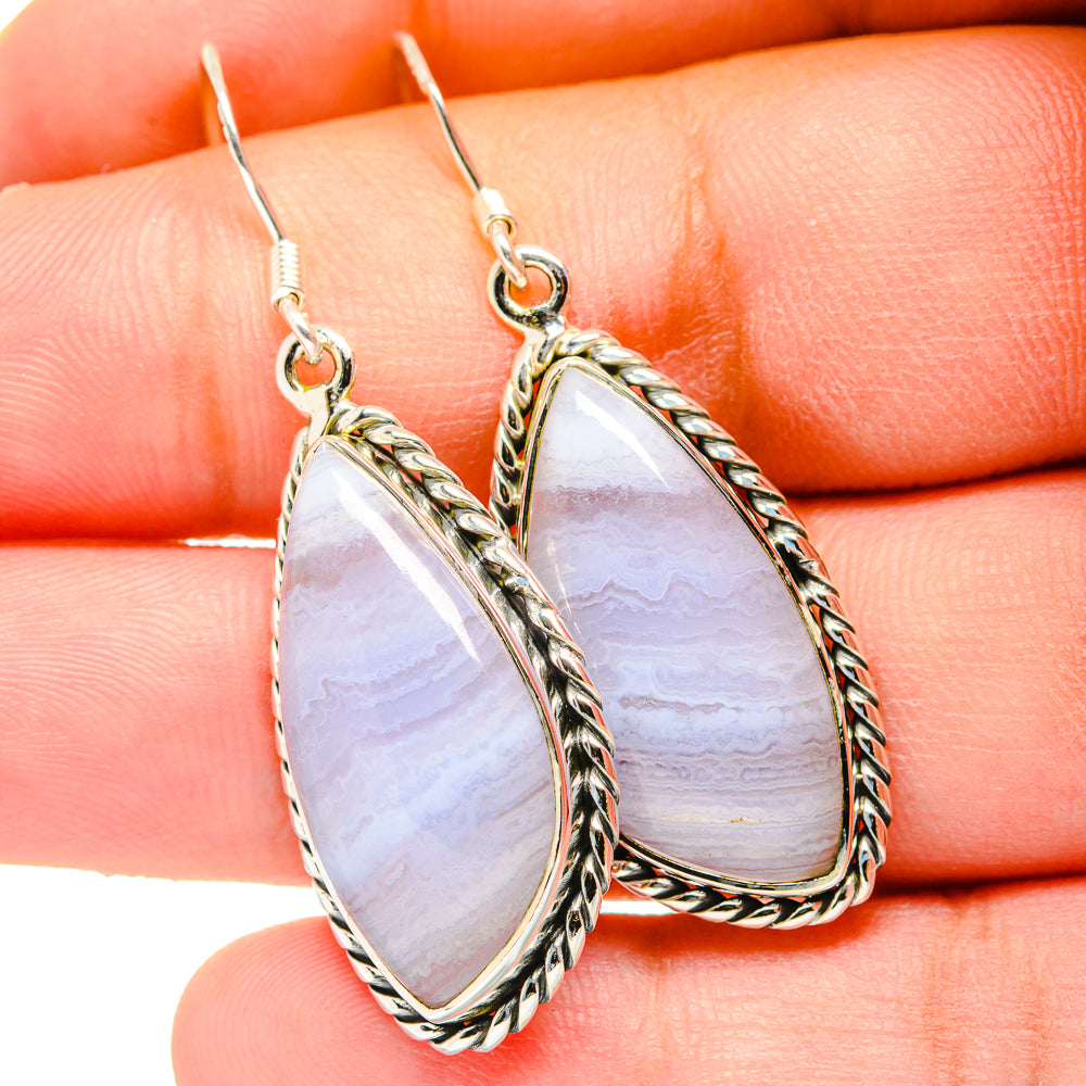 Blue Lace Agate Earrings handcrafted by Anasilvercos - EARR420792