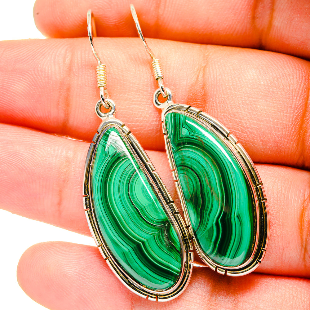 Malachite Earrings handcrafted by Anasilvercos - EARR420793