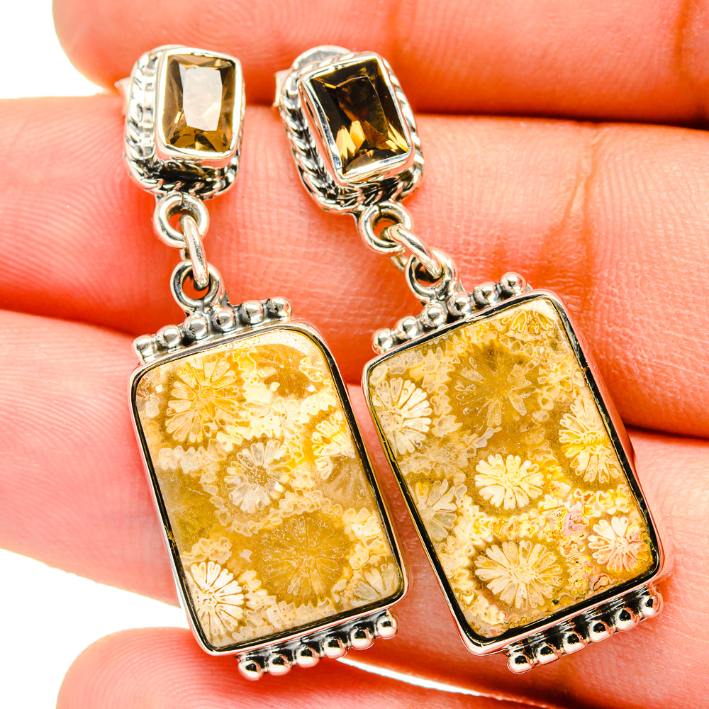 Fossil Coral Earrings handcrafted by Anasilvercos - EARR420801