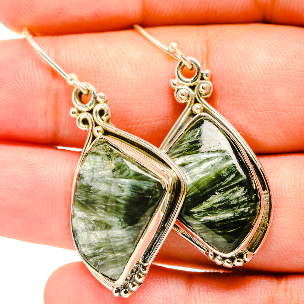 Seraphinite Earrings handcrafted by Anasilvercos - EARR420803