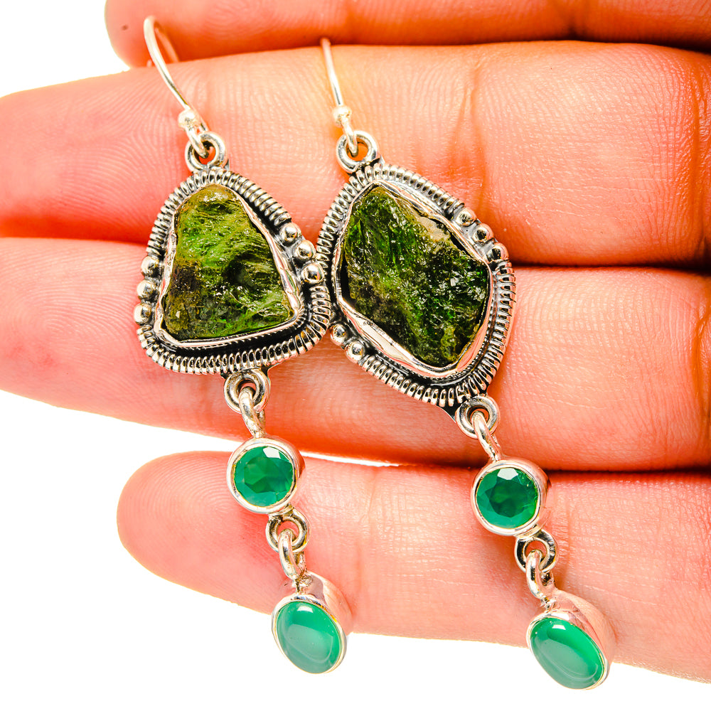 Chrome Diopside Earrings handcrafted by Anasilvercos - EARR420815