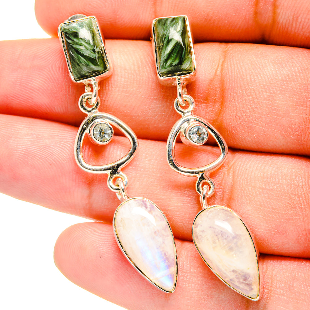 Rainbow Moonstone Earrings handcrafted by Anasilvercos - EARR420864