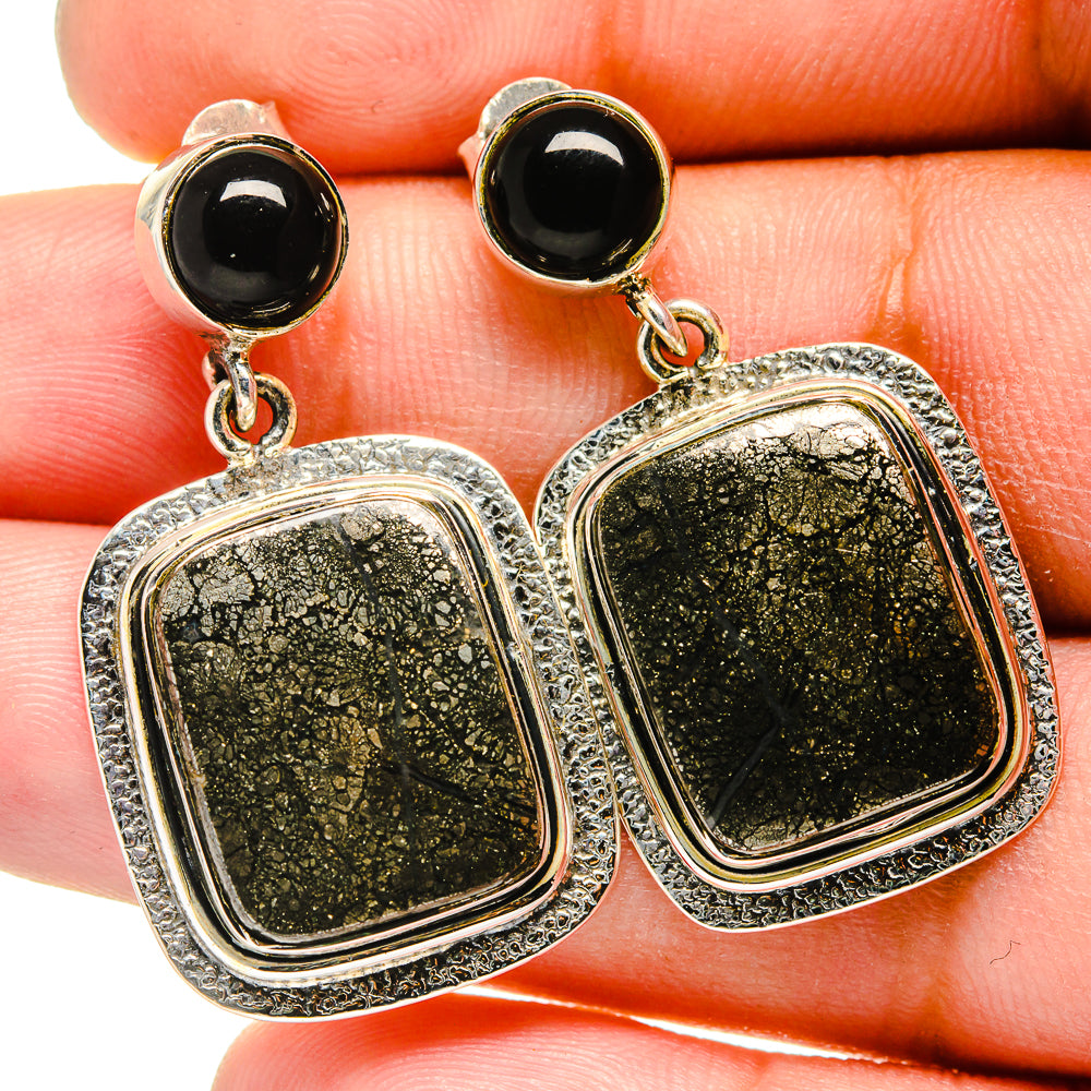 Pyrite Agate Earrings handcrafted by Anasilvercos - EARR420875