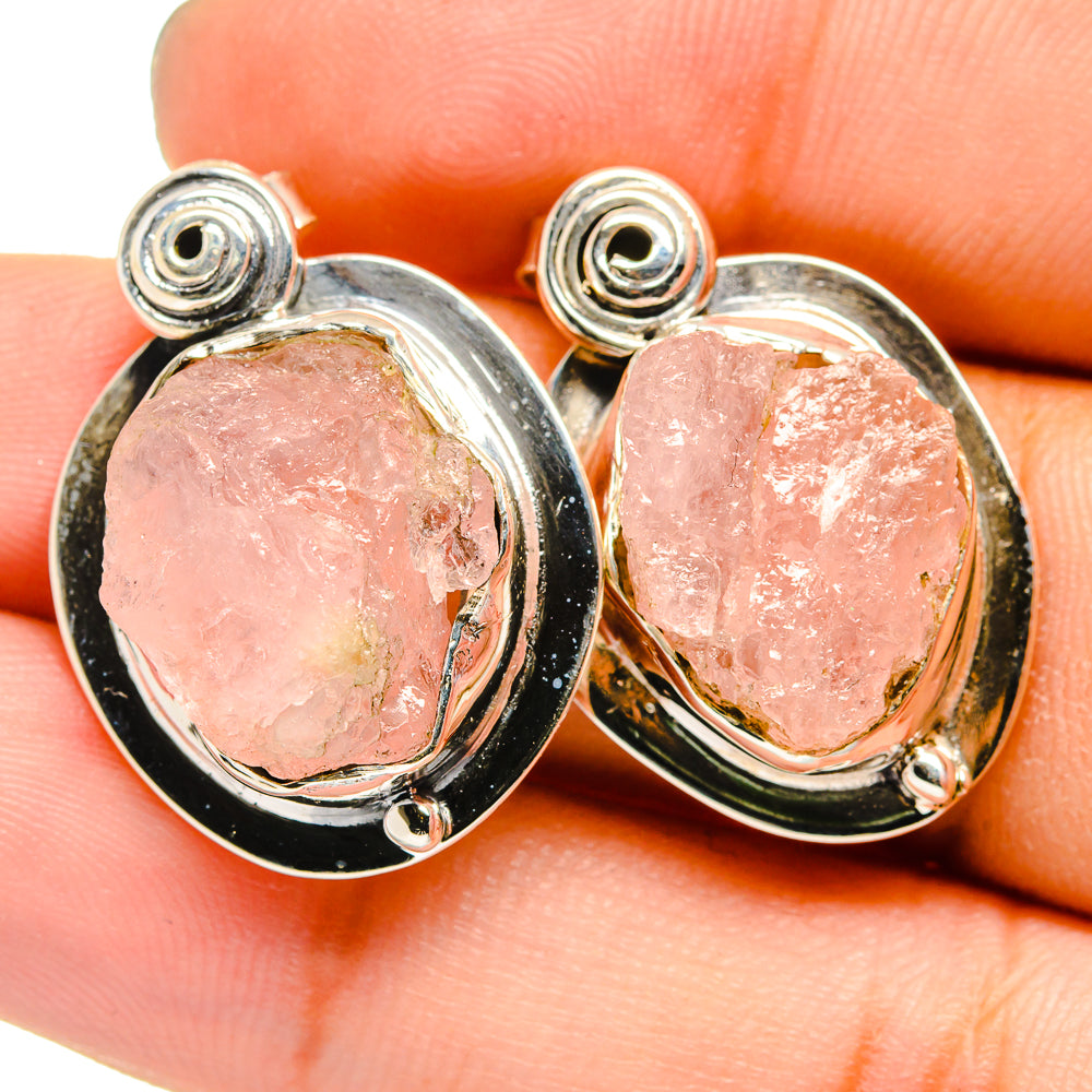 Rose Quartz Earrings handcrafted by Anasilvercos - EARR420887