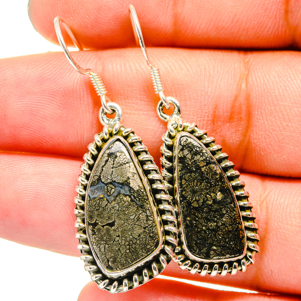 Pyrite Agate Earrings handcrafted by Anasilvercos - EARR420892