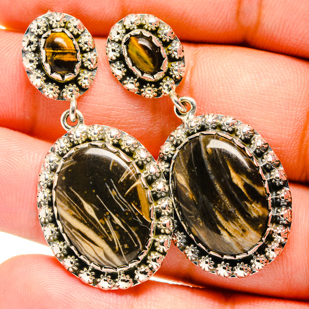 Peanut Wood Jasper Earrings handcrafted by Anasilvercos - EARR420895