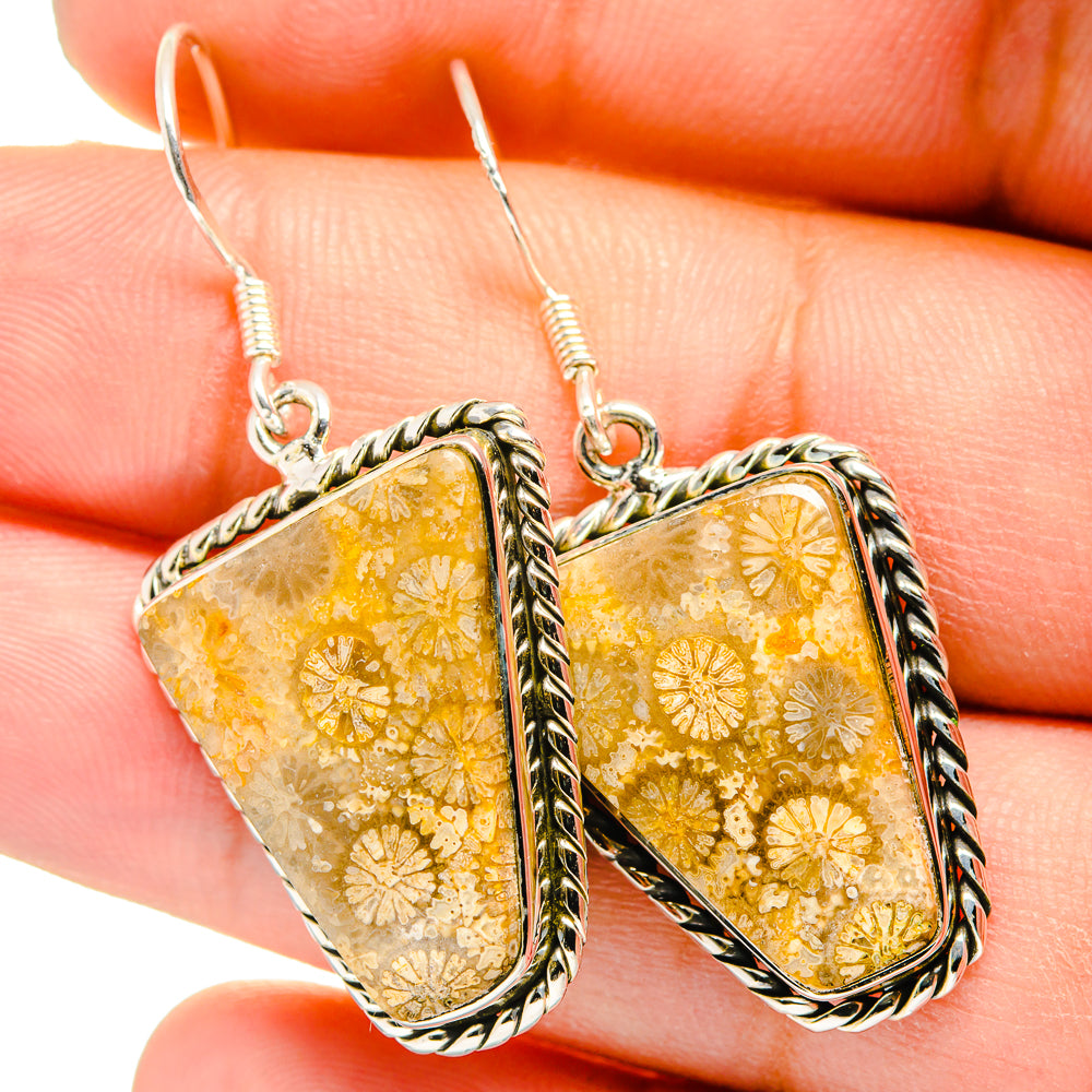 Fossil Coral Earrings handcrafted by Anasilvercos - EARR420904