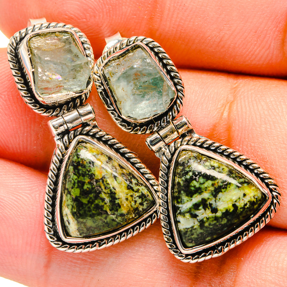 Green Vein Jasper Earrings handcrafted by Anasilvercos - EARR420913