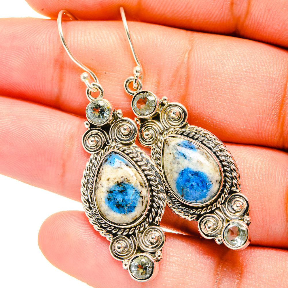 K2 Blue Azurite Earrings handcrafted by Anasilvercos - EARR420928