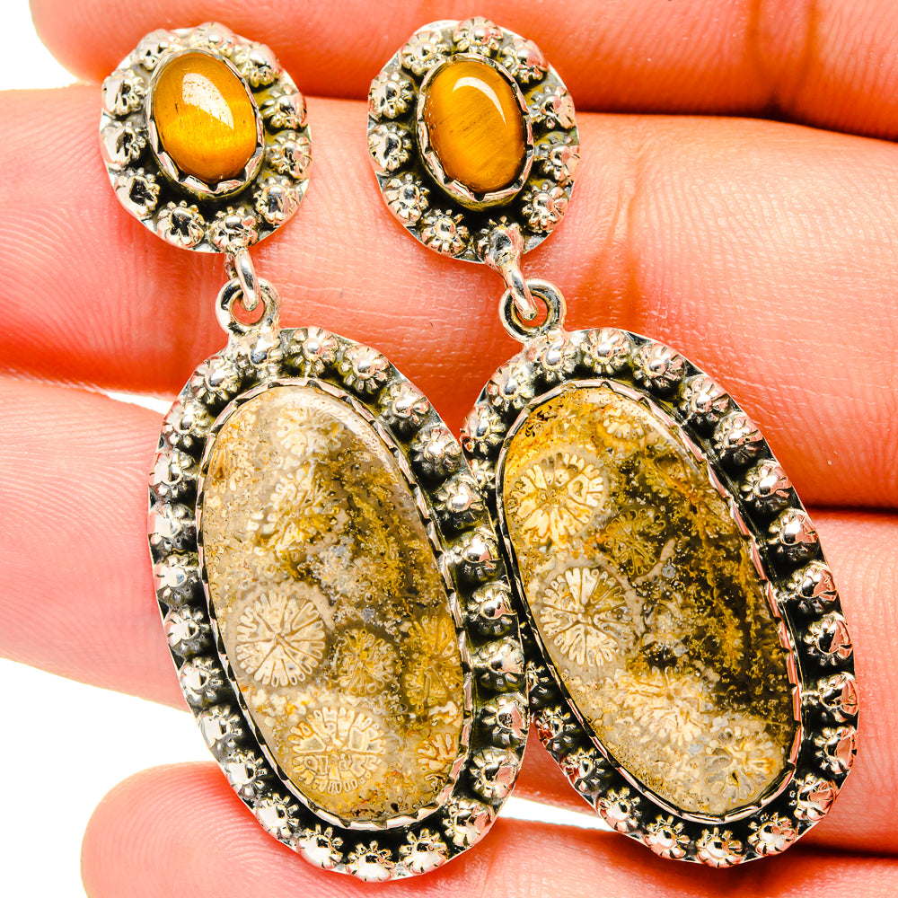 Fossil Coral Earrings handcrafted by Anasilvercos - EARR420944