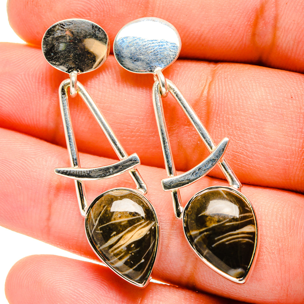 Golden Seraphinite Earrings handcrafted by Anasilvercos - EARR420953