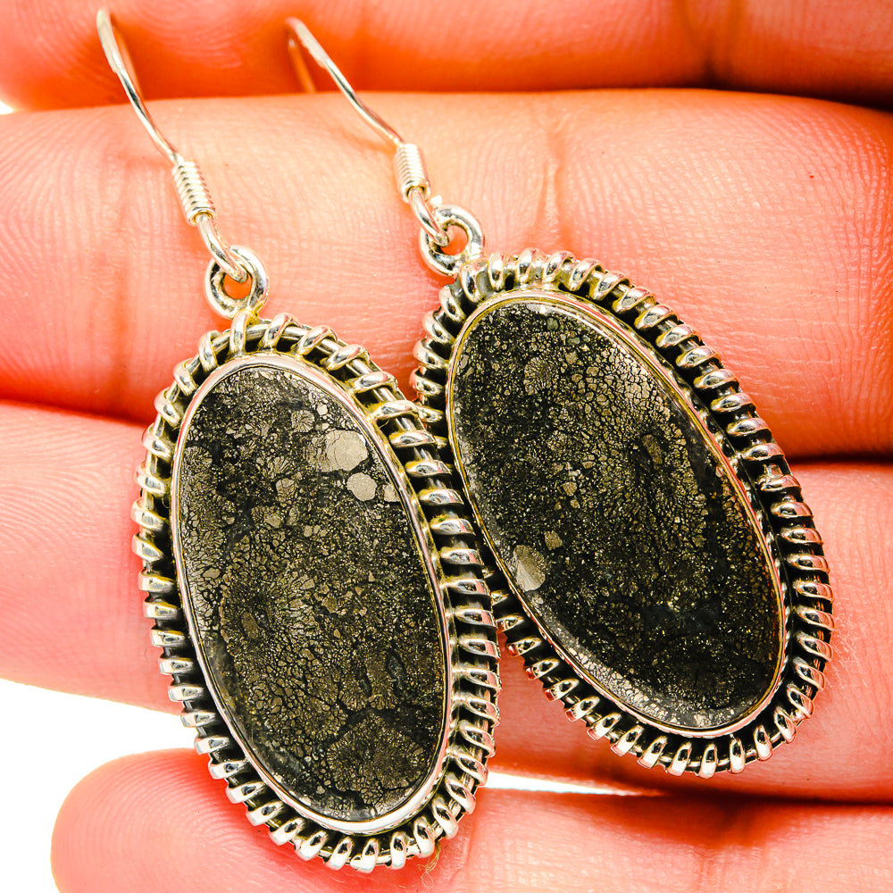 Pyrite Agate Earrings handcrafted by Anasilvercos - EARR420967
