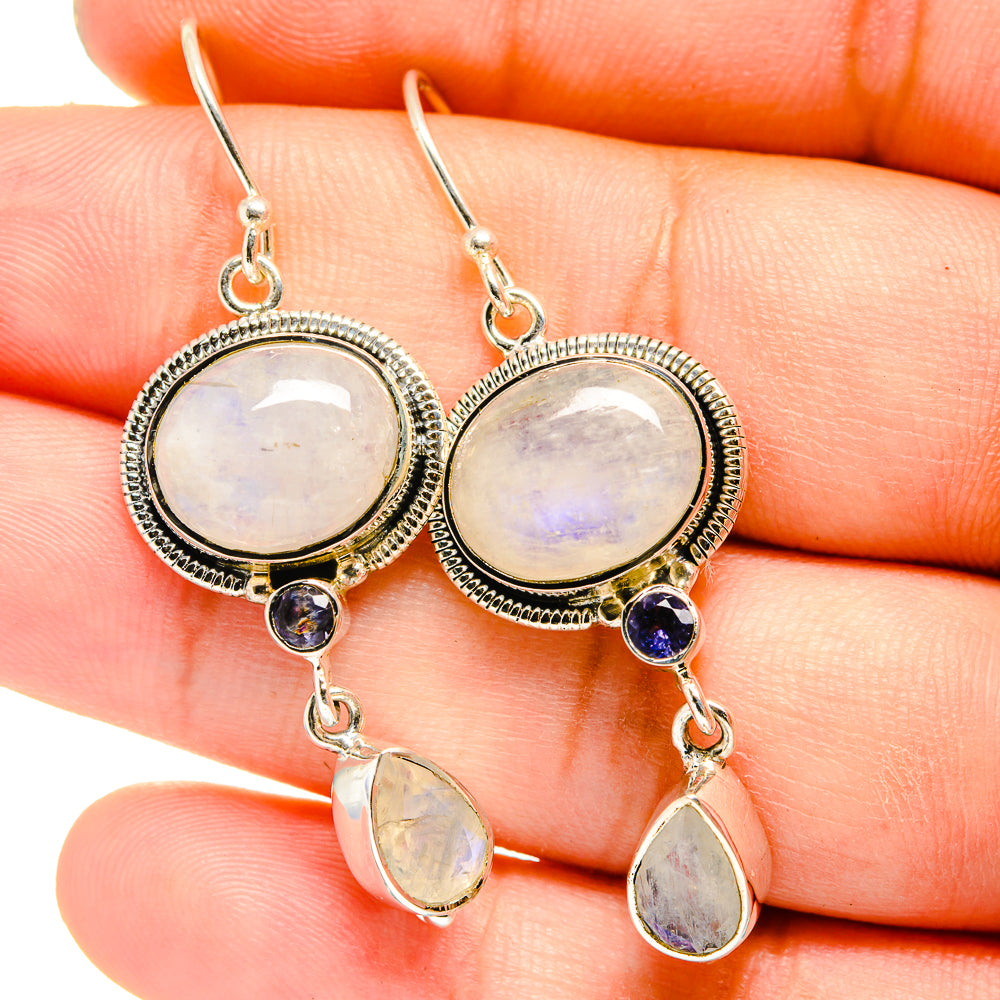 Rainbow Moonstone, Tanzanite Earrings handcrafted by Anasilvercos - EARR420969