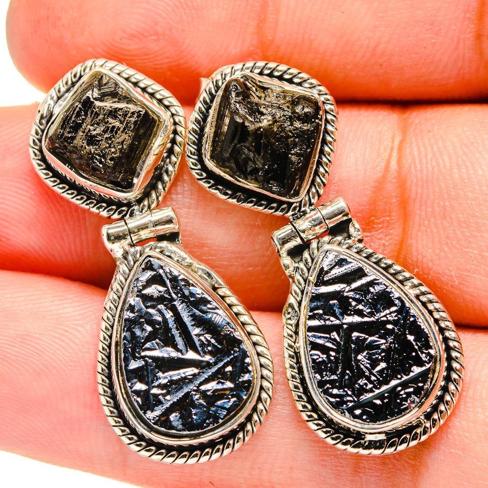 Shungite, Black Tourmaline Earrings handcrafted by Anasilvercos - EARR420971