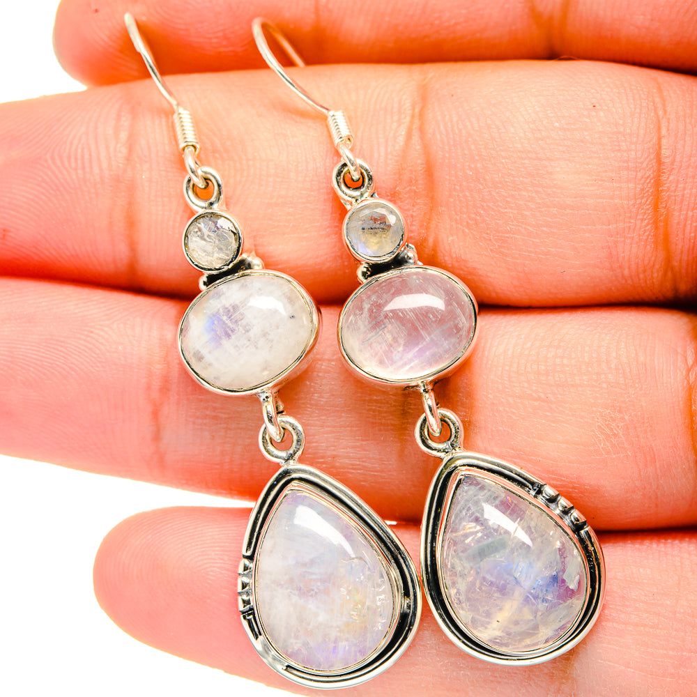 Rainbow Moonstone Earrings handcrafted by Anasilvercos - EARR420979