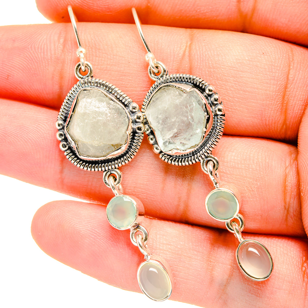Aquamarine, Rainbow Moonstone Earrings handcrafted by Anasilvercos - EARR420988