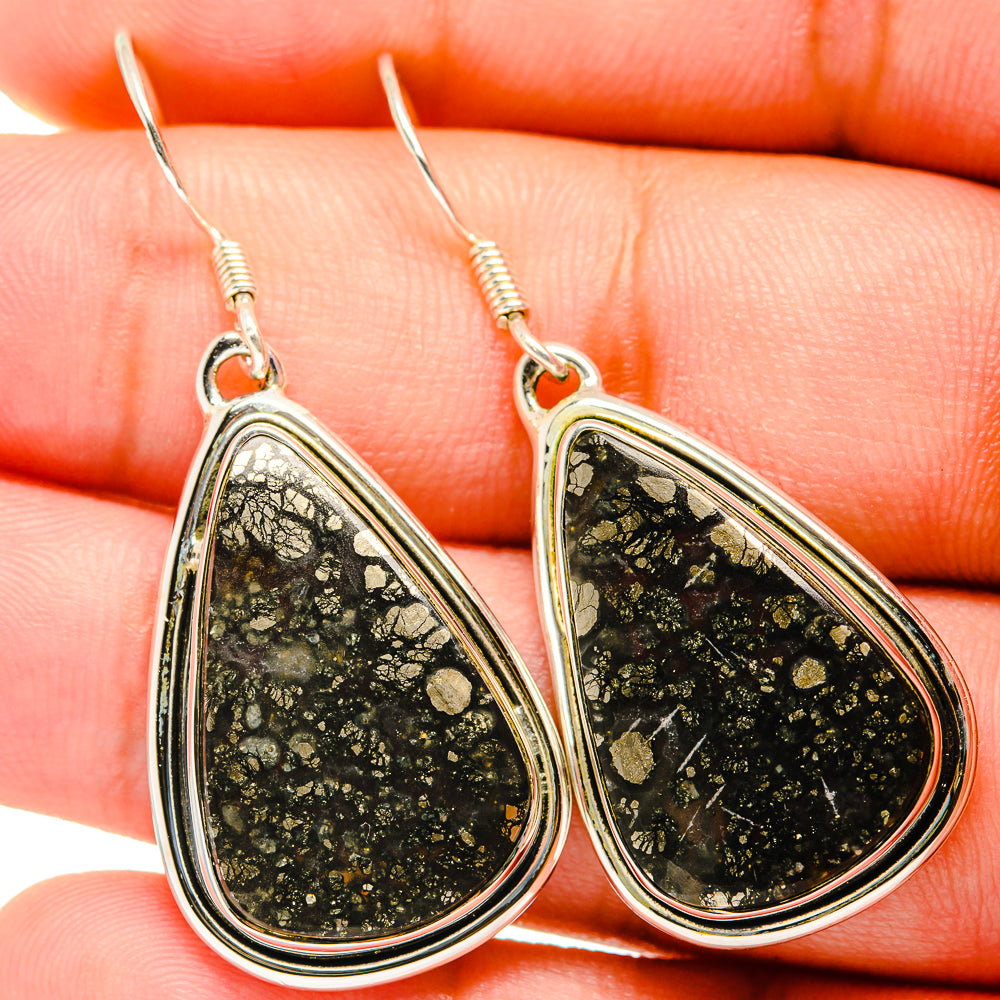Pyrite Agate Earrings handcrafted by Anasilvercos - EARR420994