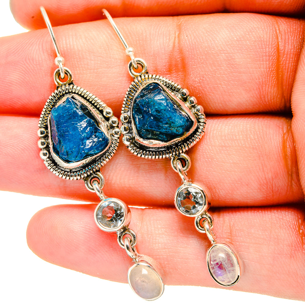Apatite, Rainbow Moonstone, Blue Topaz Earrings handcrafted by Anasilvercos - EARR421002