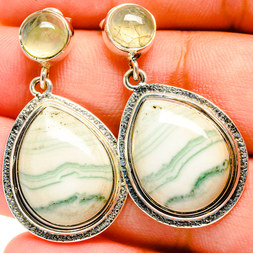 Ocean Jasper, Prehnite Earrings handcrafted by Anasilvercos - EARR421017