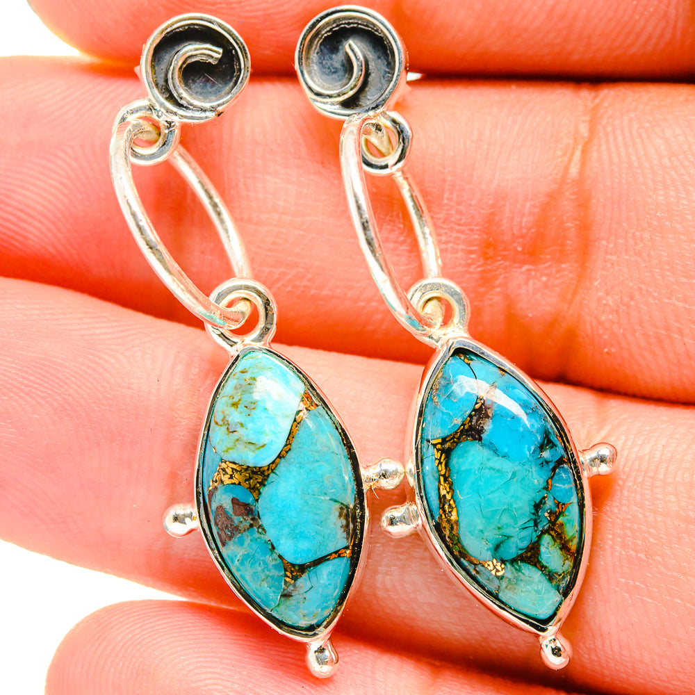 Blue Copper Composite Turquoise Earrings handcrafted by Anasilvercos - EARR421022