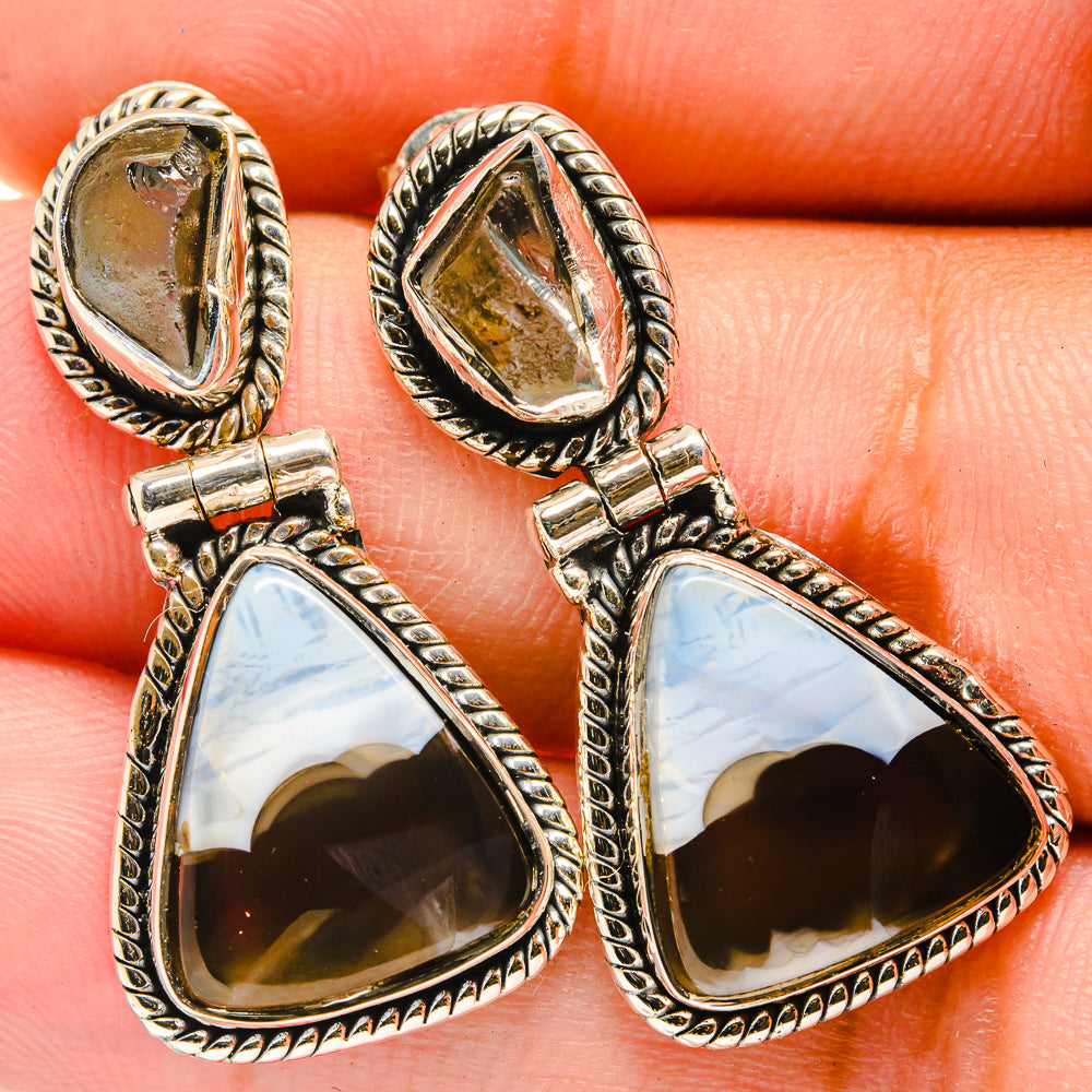 Owyhee Opal, Herkimer Diamond Earrings handcrafted by Anasilvercos - EARR421024