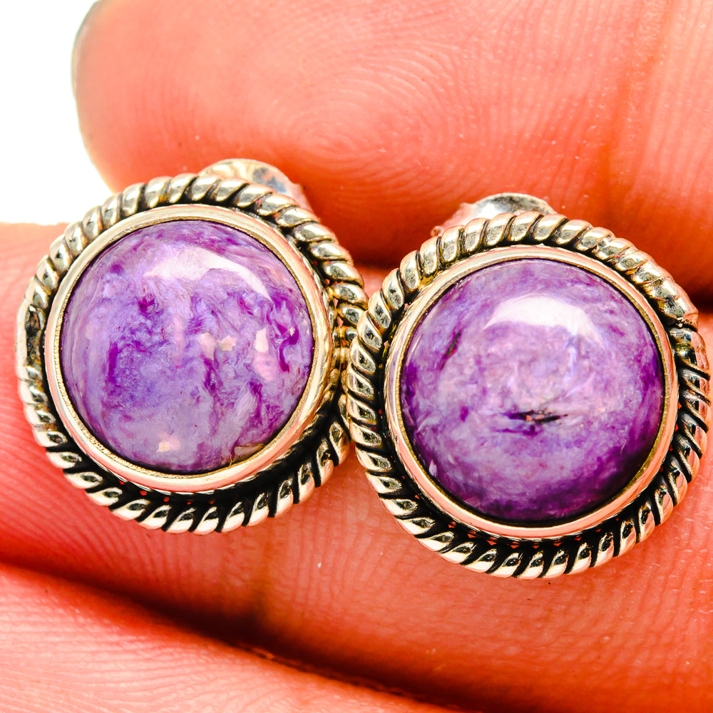 Charoite Earrings handcrafted by Anasilvercos - EARR421033