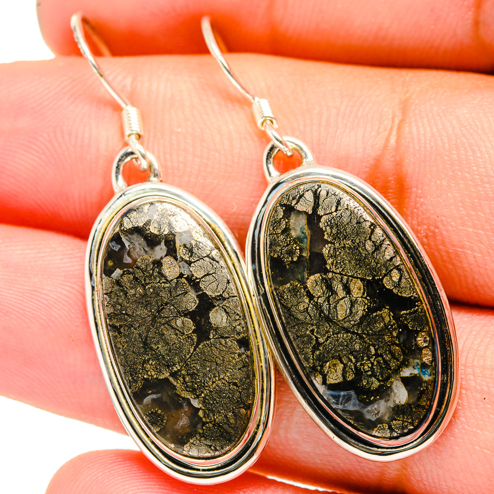 Pyrite Agate Earrings handcrafted by Anasilvercos - EARR421039